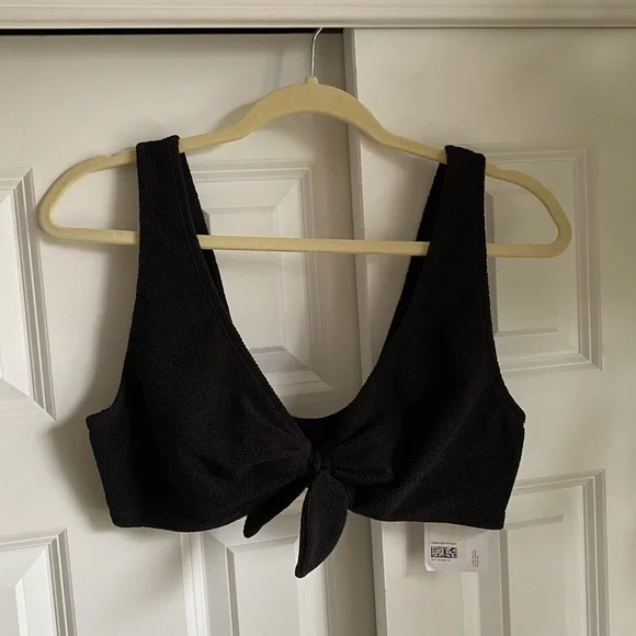 🆕 NWT & Other Stories Crepe Knot Bikini Top - Black - Picture 4 of 8